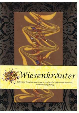 Design-Schokolade von Kunder in der Geschmacksrichtung "Wiesenkräuter"